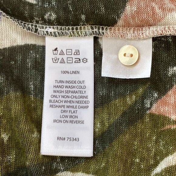 C&C CALIFORNIA 100% LINEN TOP BLOUSE TROPICAL FLORAL PRINT BUTTON UP THE BACK SM - Picture 6 of 8